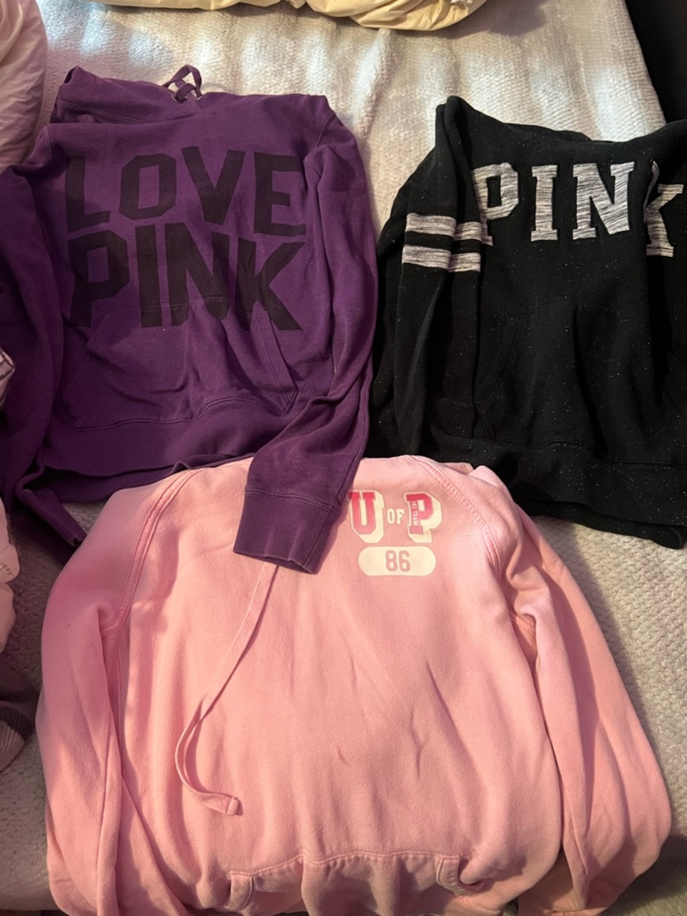 PINK Graphic Sweatshirt Trio - Purple, Black & Pink
